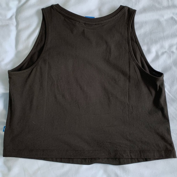 Adidas Black Logo Cropped Tank Top - Size M/UK 14 - Picture 4 of 4